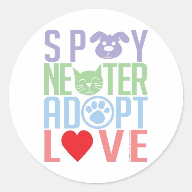 Spay Neuter Adoptiert Liebe 2 Runder Aufkleber (Vorderseite)