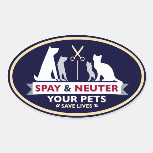 Spay & Neuter Ihre Haustiere Ovaler Aufkleber (Vorderseite)