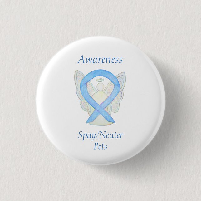Spay/Neuter Pets Awareness Angel Ribbon Art Button (Vorderseite)