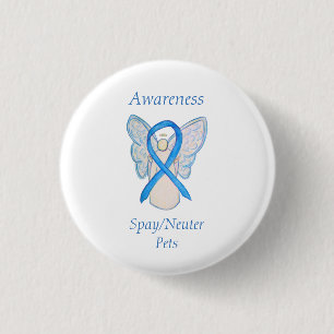 Spay/Neuter Pets Awareness Angel Ribbon Art Button
