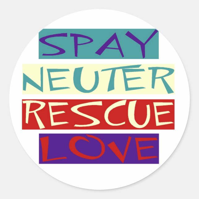 Spay Neuter Rescue Liebe Runder Aufkleber (Vorderseite)