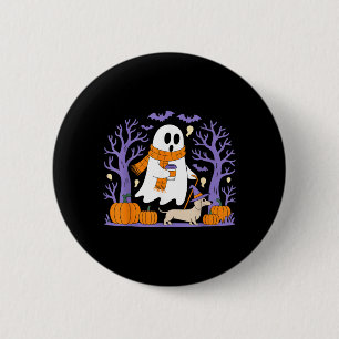Spazierender Geist-Dackel Lustige Gruselsaison Button