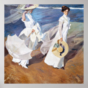 Spaziergang am Meer von Joaquin Sorolla Poster