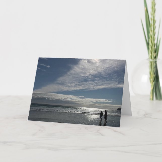 Spaziergang am Strand des Ozeans Karte (Vorderseite)