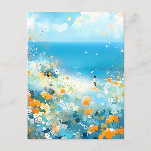 Spaziergang am Strand Postkarte (Vorderseite)