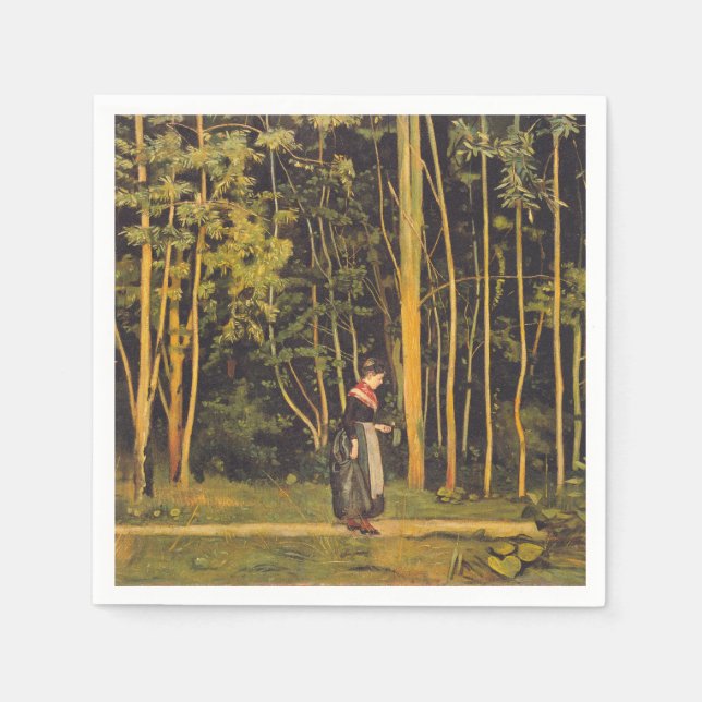 Spaziergang am Waldrand (von Ferdinand Hodler) Serviette (Vorderseite)