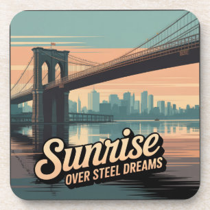 Spaziergang auf der Brooklyn Bridge am Morgen Getränkeuntersetzer