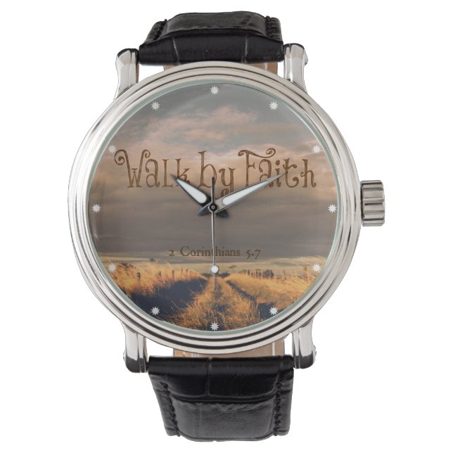 Spaziergang durch die Bibelverse-Schrift des Glaub Armbanduhr (Vorderseite)