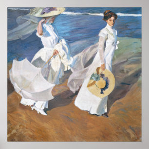 Spaziergang entlang der Küste, Joaquín Sorolla Poster