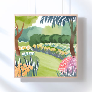 Spaziergang im Blumengarten Florale Natur Aquare Poster