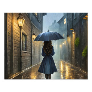 Spaziergang im Regen Fotodruck
