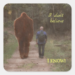 SPAZIERGANG MIT BIGFOOT SASQUATCH QUADRATISCHER AUFKLEBER