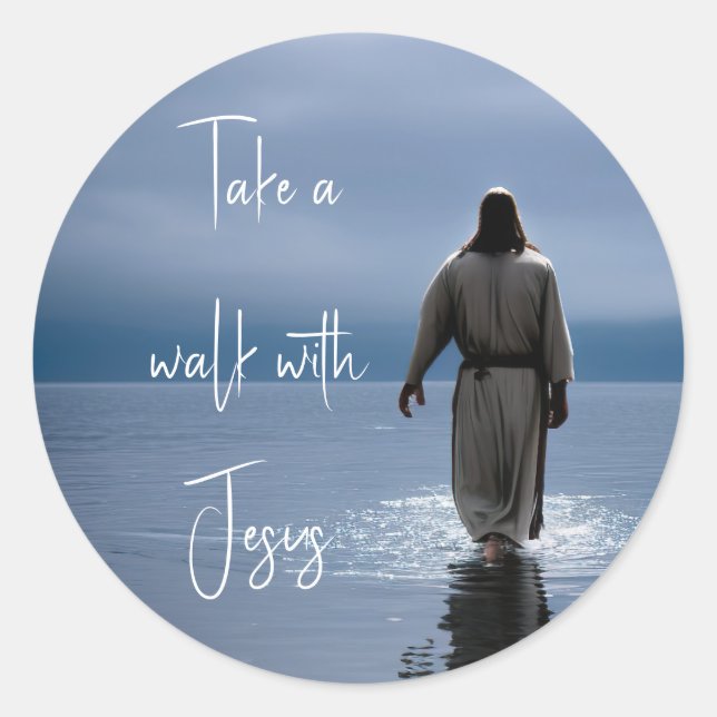 Spaziergang mit Jesus Runder Aufkleber (Vorderseite)