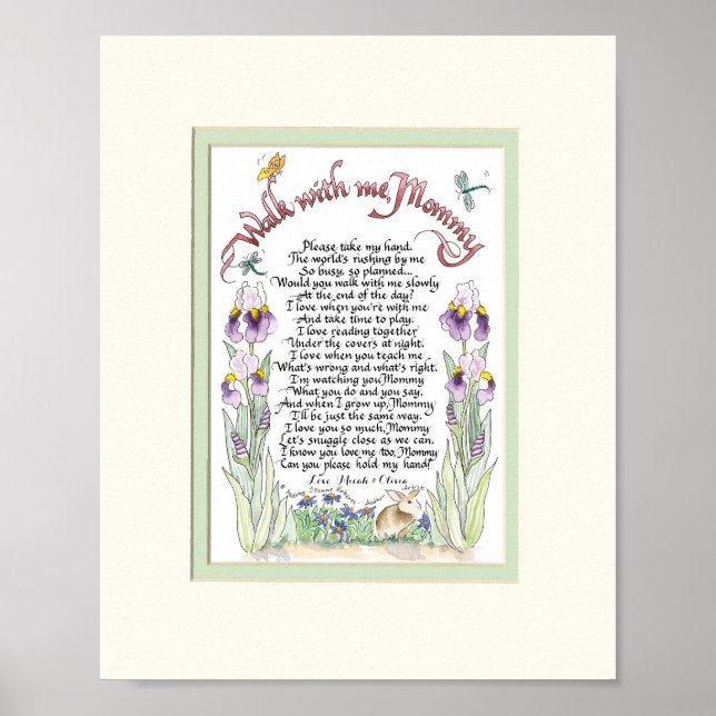 Spaziergang mit mir Mommy Wasserfarbe Personalisie Poster (Vorne)