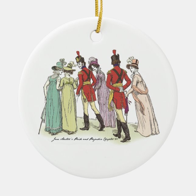 Spaziergang mit Offizieren - Jane Austen Pride & P Keramikornament (Vorne)