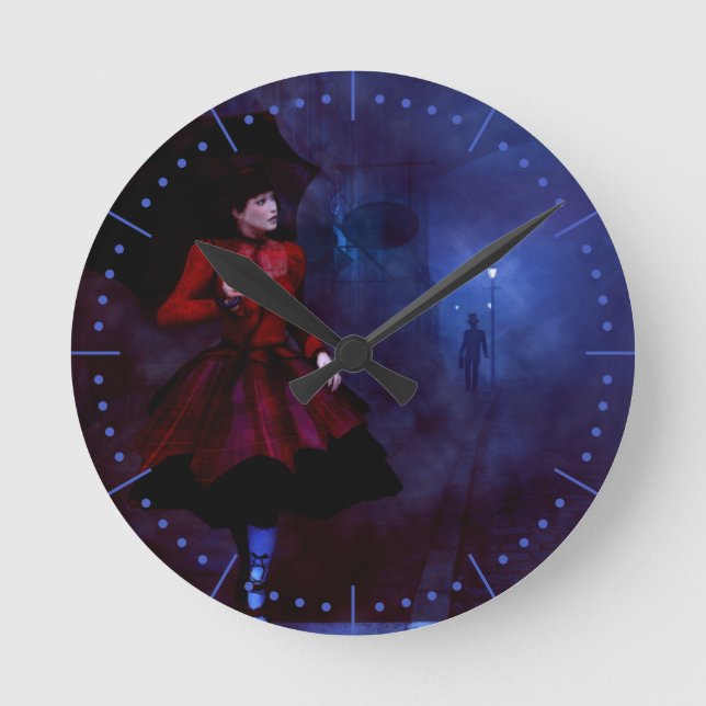 Spaziergang nach Mitternacht Runde Wanduhr (Vorderseite)