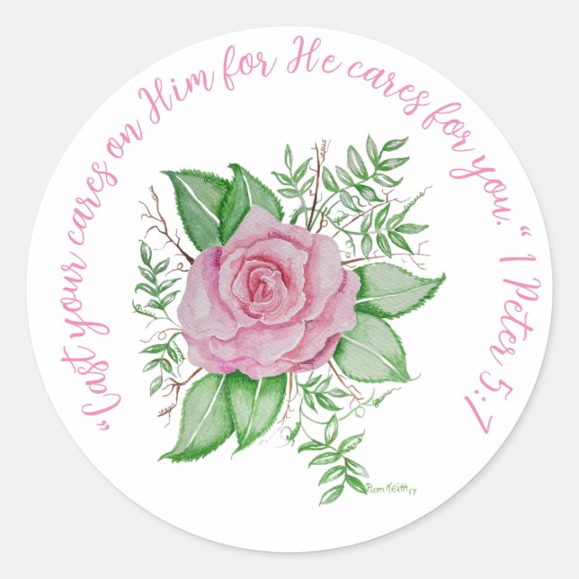 Speak Jesus PInk Rose Runder Aufkleber (Vorderseite)