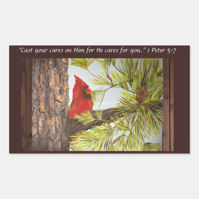Speak Jesus Red Bird Rechteckiger Aufkleber (Vorderseite)