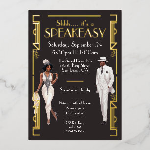 Speakeasy Flapper Party Afroamerikaner Folieneinladung