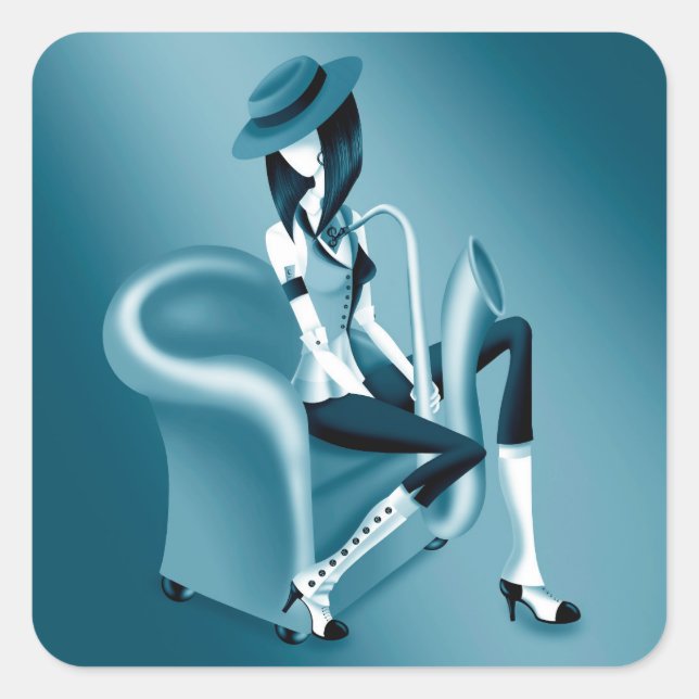 "Speakeasy" - Jazz Inspiriert Quadratischer Aufkleber (Vorderseite)