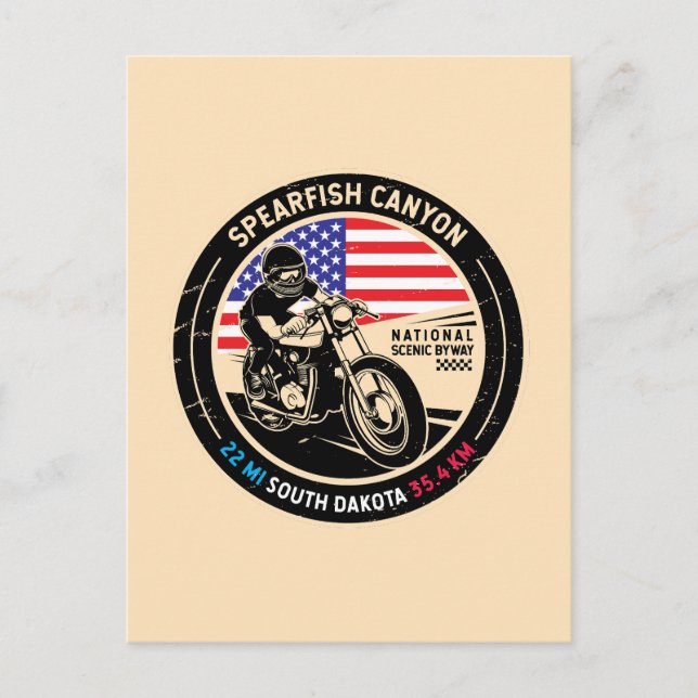 Spearfish Canyon South Dakota Motorrad Postkarte (Vorderseite)