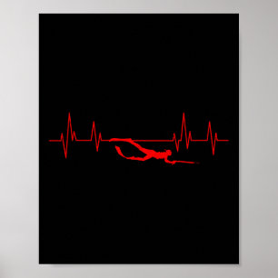 Spearfishing Heartbeat Diving Spearfish Hunti Poster
