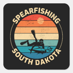 Spearfishing Spearfisher Deep Sea Fishing Retro Quadratischer Aufkleber