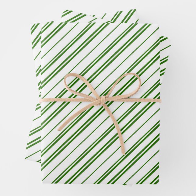 Spearmint Candy Cane Christmas Stripes Geschenkpapier Set (Beispiel)