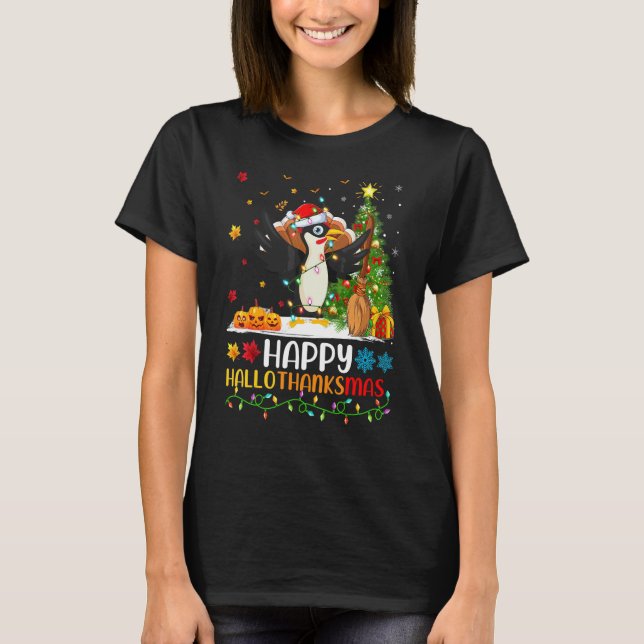 Specht Vogel   Glücklicher Specht Hellothanksmas T-Shirt (Vorderseite)
