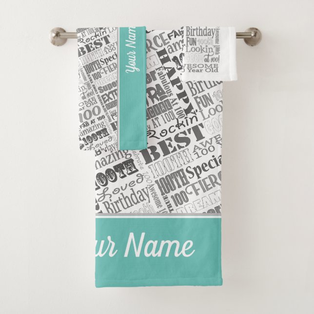 Special 100th Birthday Party Personalized Ohrts Badhandtuch Set (Insitu)