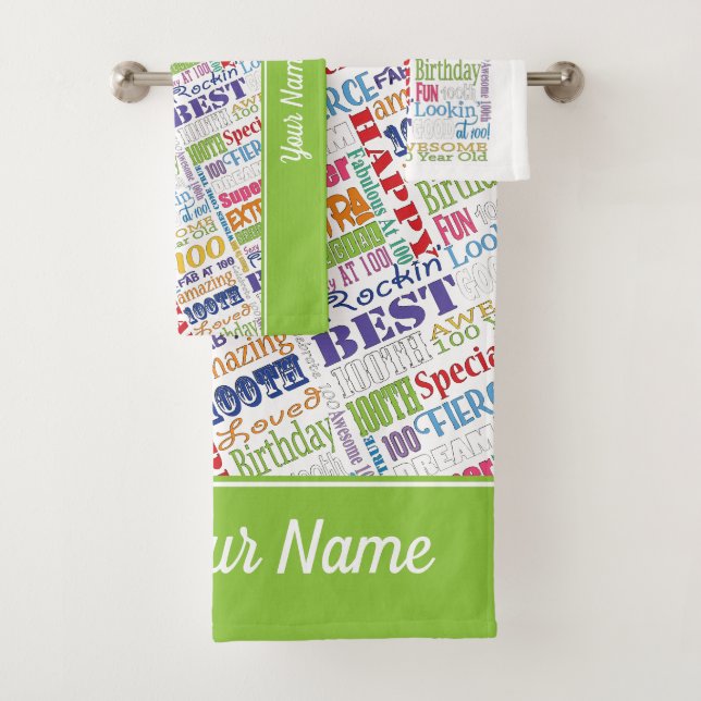 Special 100th Birthday Party Personalized Ohrts Badhandtuch Set (Insitu)