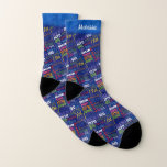 Special 18th Birthday Party Photo With Monogram Socken<br><div class="desc">Unique and special typography themed 18th birthday party decor and gifts. Text includes fierce and fab at 18. fabulous at 18, amazing 18th birthday party, extra special 18th birthday, happy 18th birthday, rocking 18th birthday, looking good at 18, and amazing 18th birthday. Bright colorful text in yellow, pink, purple, blue,...</div>
