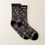 Special 18th Birthday Party Photo With Monogram Socken<br><div class="desc">Unique and special typography themed 18th birthday party decor and gifts. Text includes fierce and fab at 18. fabulous at 18, amazing 18th birthday party, extra special 18th birthday, happy 18th birthday, rocking 18th birthday, looking good at 18, and amazing 18th birthday. Bright colorful text in yellow, pink, purple, blue,...</div>