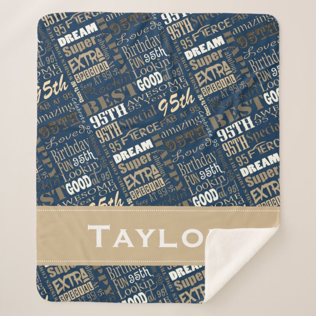 Special 95. Geburtstagsparty Foto Monogram Sherpadecke (Vorderseite)