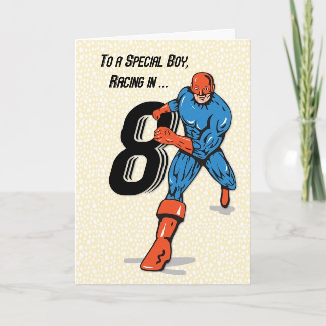 Special Boy 8. Geburtstag Superhero Karte (Vorderseite)