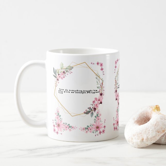 special coffee mug with biblical quote (Avec donut)