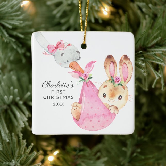 Special Delivery Baby's First Christmas Bunny Keramikornament (Baum)