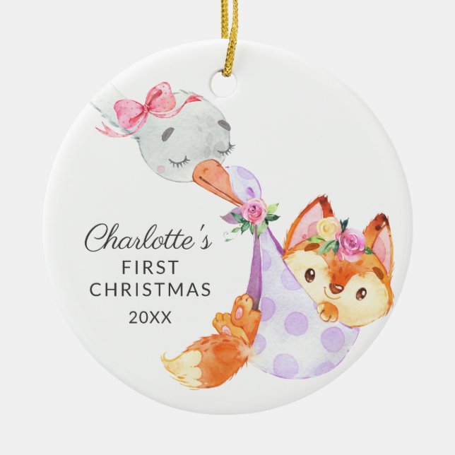 Special Delivery Baby's First Christmas fox Keramik Ornament (Vorne)