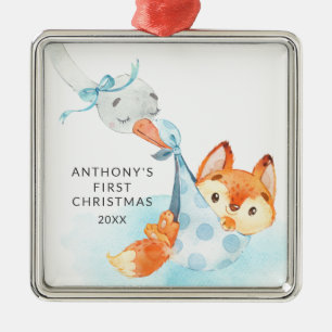 Special Delivery Baby's First Christmas Fox Ornament Aus Metall