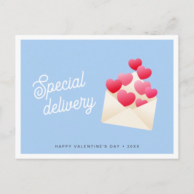 Special delivery Hearts Envelope Valentine's Day Postkarte (Vorderseite)