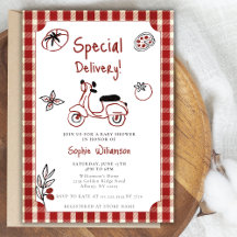 Special Delivery Italian Food Red Baby Shower 