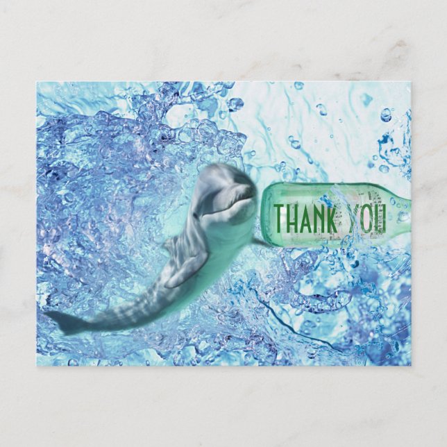 Special Delphin Water Vielen Dank Postcart Postkarte (Vorderseite)