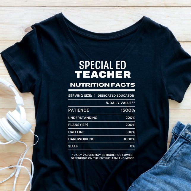 Spécial Ed Teacher Nutrition Facts Funny T-shirt (Créateur téléchargé)