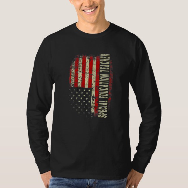 Special Education Teacher Day 4th Of July US Flag  T-Shirt (Vorderseite)