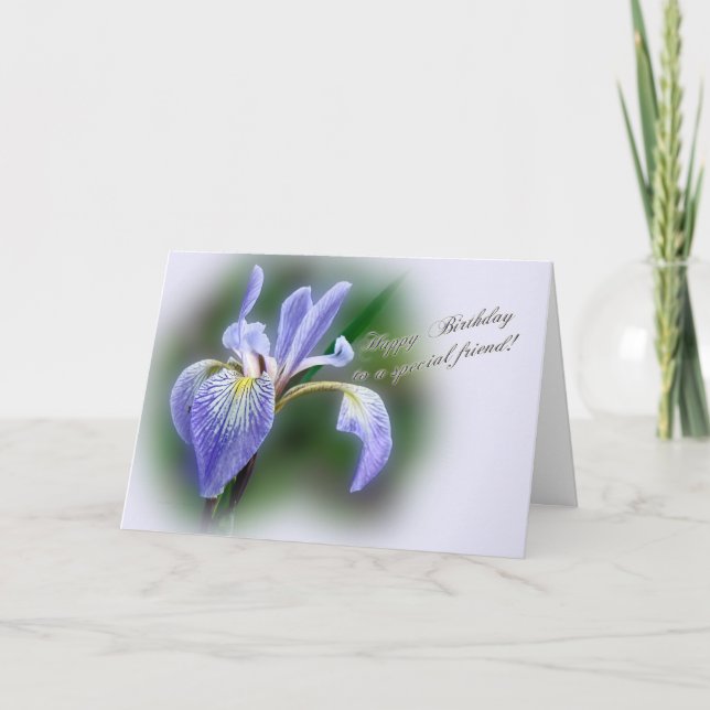 Special Friend Birthday Blue Flag Iris Wildblume Karte (Vorderseite)