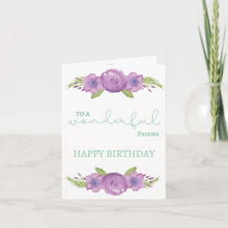 Special Friend Birthday Card - Aquarellfarben-Blum Karte