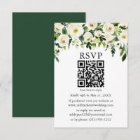 Special - Green White Floral QR Wedding RSVP