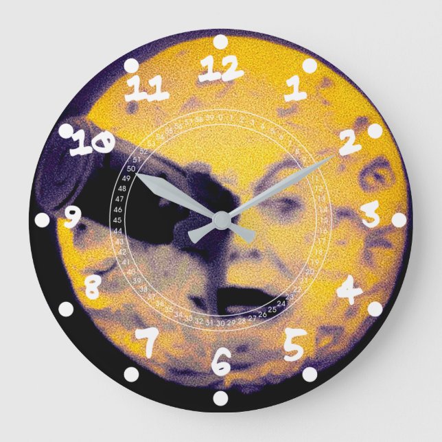 Special Halloween Edition Eine Reise zum MondRetro Große Wanduhr (Vorderseite)