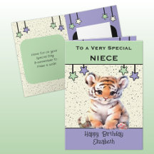 Special Niece tiger kids green Geburtstagskarte