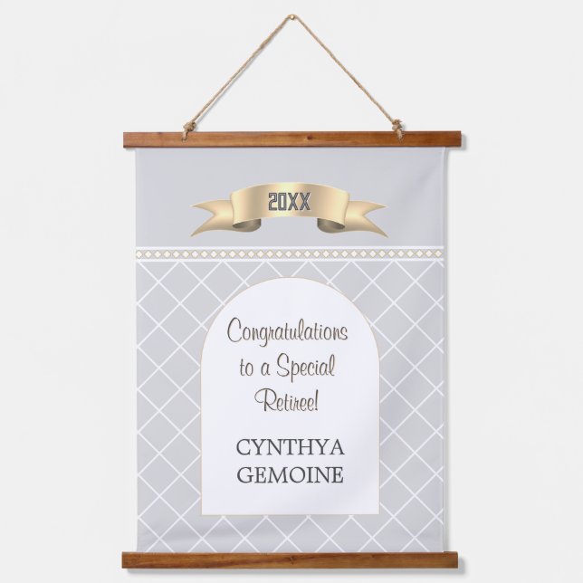 Special! Personalized BIG retirement  Hanging Tape Wandteppich Mit Holzrahmen (Vorderseite)